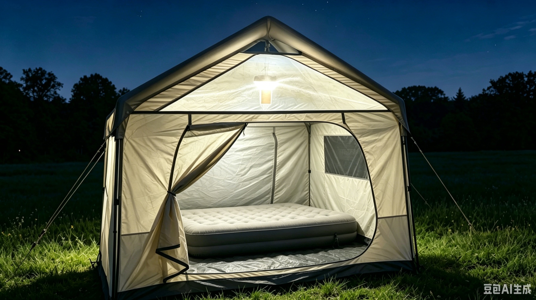 Inflatable tent night camping
